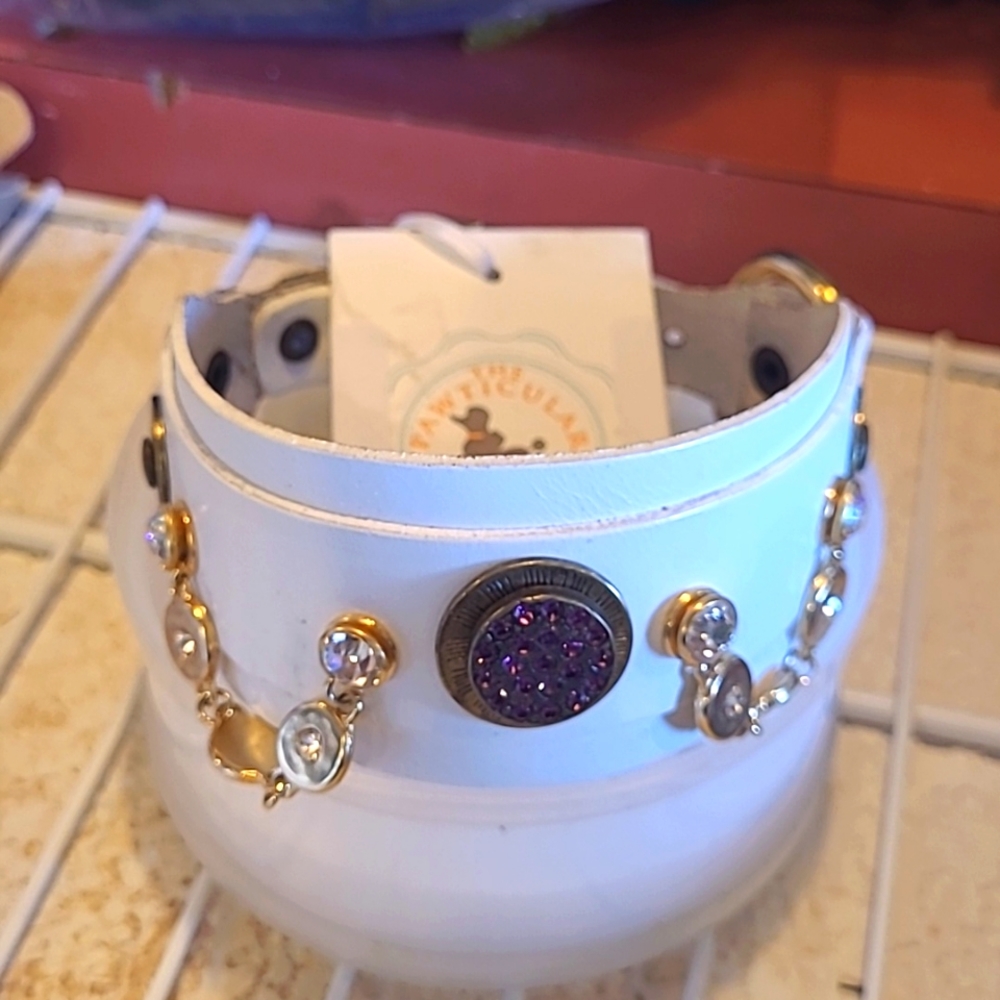 Dog Collar/Small Dog Collar/Leather/Rhinestones